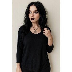 Madewell Black Top Long Sleeve Oversized XS Dark Cottage Witchy Goth Pairable